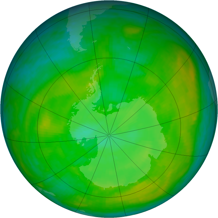 Antarctic ozone map for 15 December 1983
